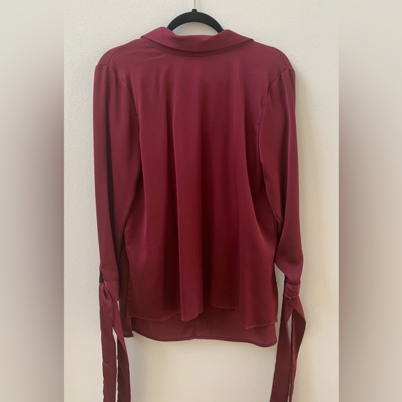Iris and Ink Burgundy London Sleeve Blouse - Picture 2 of 7